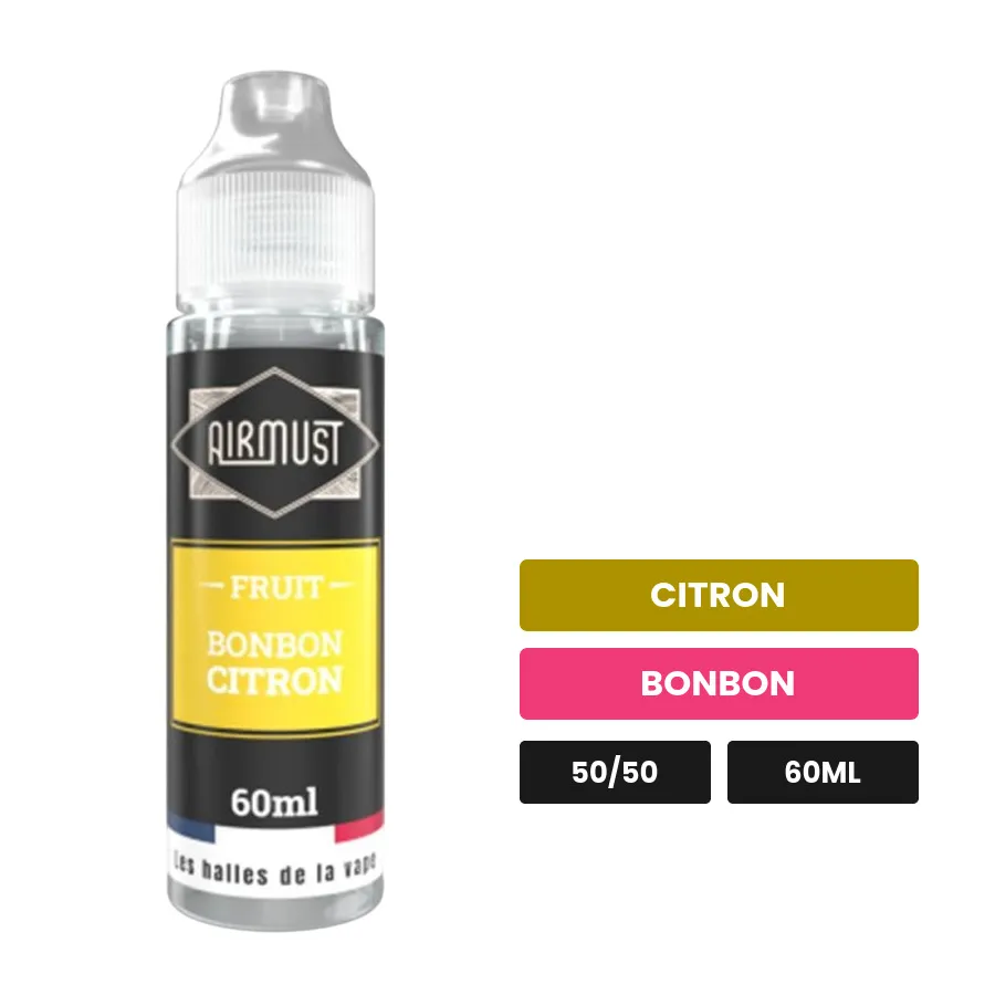 E-liquide Bonbon Citron d'Airmust, 60 ml, saveurs citron et bonbon.