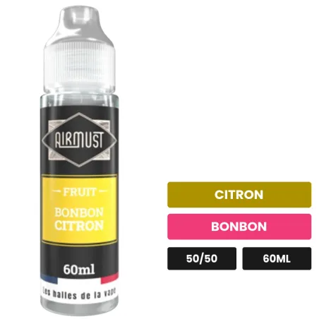 E-liquide Bonbon Citron d'Airmust, 60 ml, saveurs citron et bonbon.