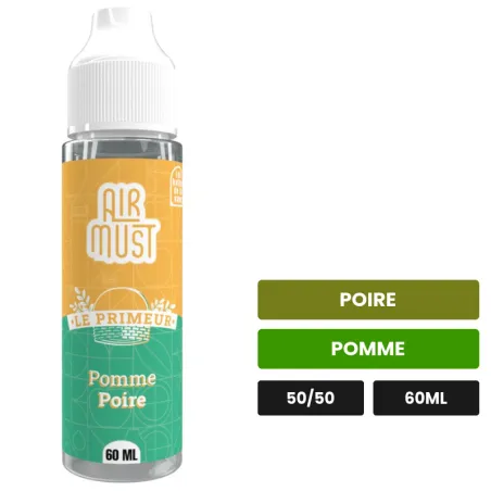 E-liquide Pomme Poire d'Airmust, 60 ml, saveurs poire et pomme.