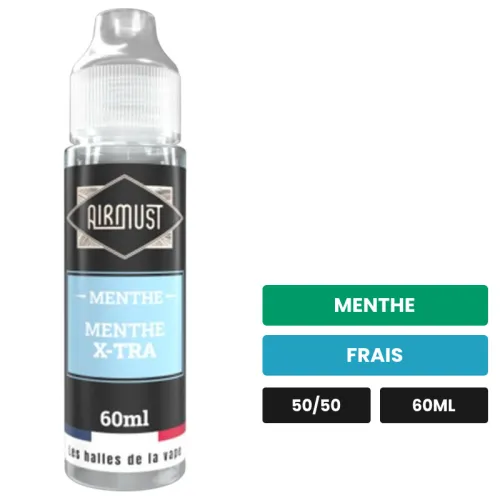 E-liquide Menthe X-Tra d'Airmust, 60 ml, saveurs menthe et frais.