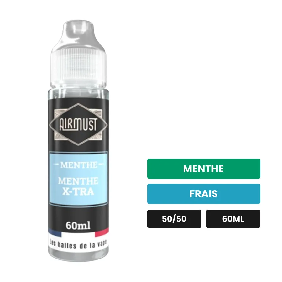 E-liquide Menthe X-Tra d'Airmust, 60 ml, saveurs menthe et frais.