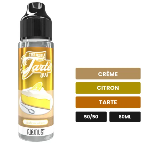 E-liquide Tarte au Citron d'Airmust, 60 ml, saveurs crème, citron et tarte.