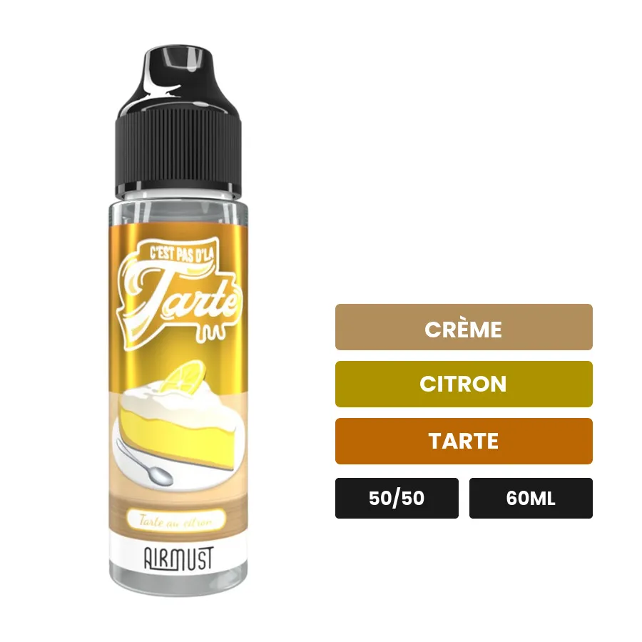 E-liquide Tarte au Citron d'Airmust, 60 ml, saveurs crème, citron et tarte.