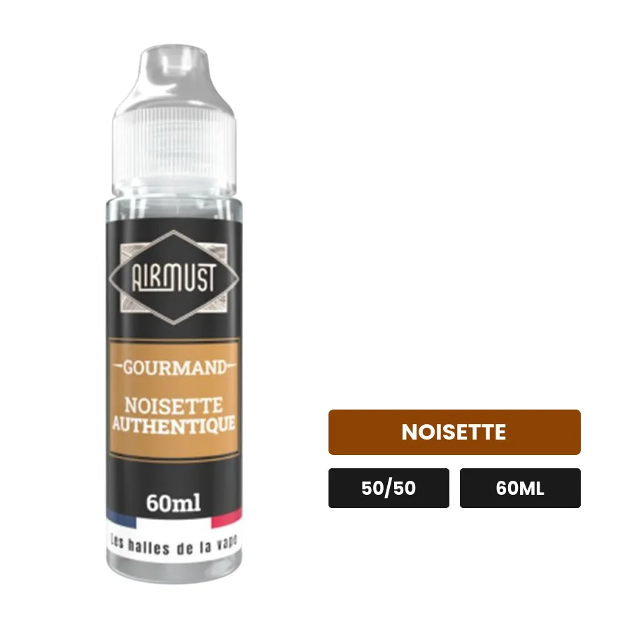 E-liquide Noisette Authentique d'Airmust, 60 ml, saveur noisette.