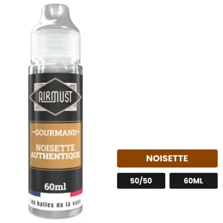 E-liquide Noisette Authentique d'Airmust, 60 ml, saveur noisette.