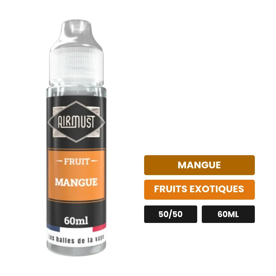 E-liquide Mangue d'Airmust, 60 ml, saveurs mangue et fruits exotiques.