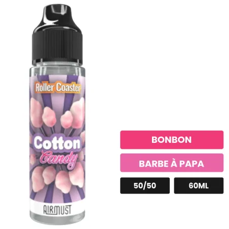 E-liquide Cotton Candy d'Airmust, 60 ml, saveurs bonbon et barbe à papa.