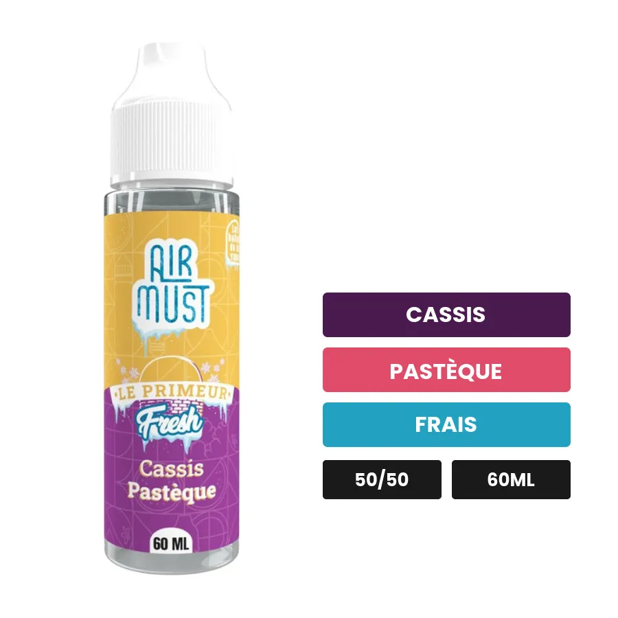 E-liquide Cassis Pastèque d'Airmust, 60 ml, saveurs cassis, pastèque et frais.