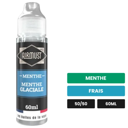E-liquide Menthe Glaciale d'Airmust, 60 ml, saveurs menthe et frais.