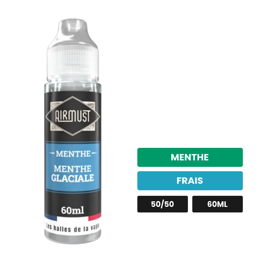 E-liquide Menthe Glaciale d'Airmust, 60 ml, saveurs menthe et frais.