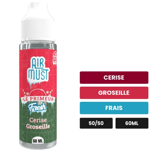 E-liquide Cerise Groseille d'Airmust, 60 ml, saveurs cerise, groseille et frais.