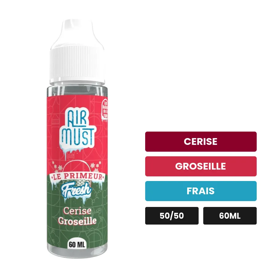 E-liquide Cerise Groseille d'Airmust, 60 ml, saveurs cerise, groseille et frais.