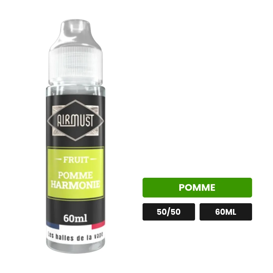 E-liquide Pomme Harmonie d'Airmust, 60 ml, saveur pomme.