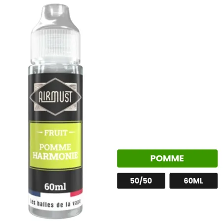 E-liquide Pomme Harmonie d'Airmust, 60 ml, saveur pomme.