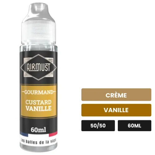 E-liquide Custard Vanille d'Airmust, 60 ml, saveurs crème et vanille.