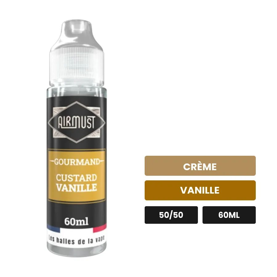E-liquide Custard Vanille d'Airmust, 60 ml, saveurs crème et vanille.