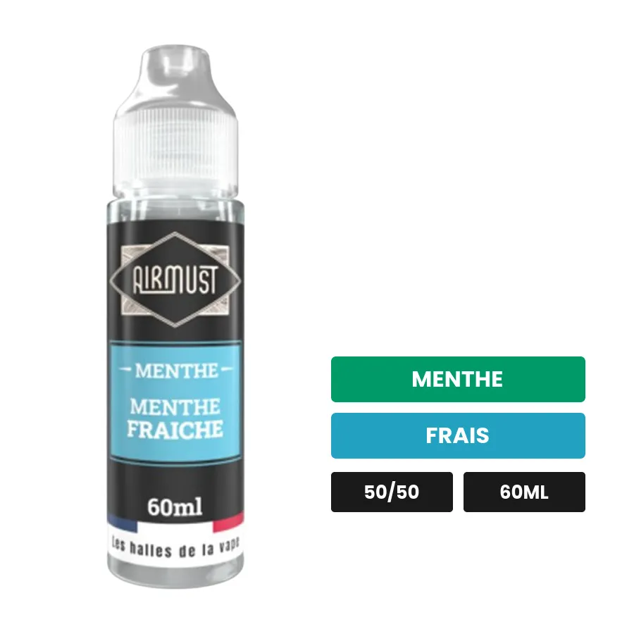 E-liquide Menthe Fraîche d'Airmust, 60 ml, saveurs menthe et frais.