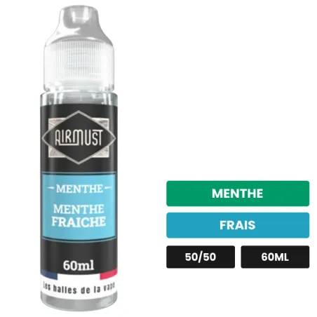 E-liquide Menthe Fraîche d'Airmust, 60 ml, saveurs menthe et frais.