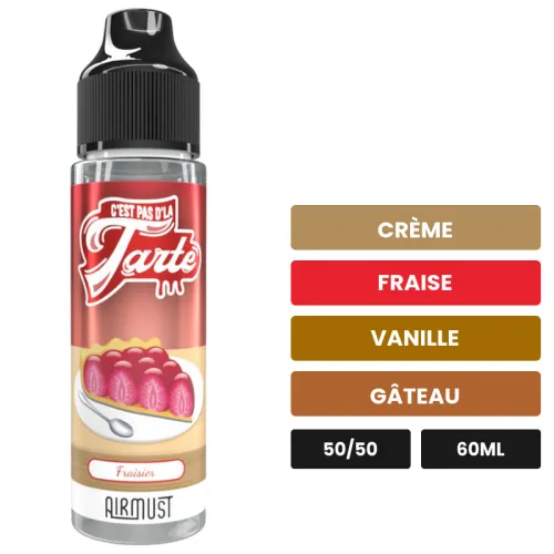 E-liquide Fraisier d'Airmust, 60 ml, saveurs crème, fraise, vanille et 1 autre.