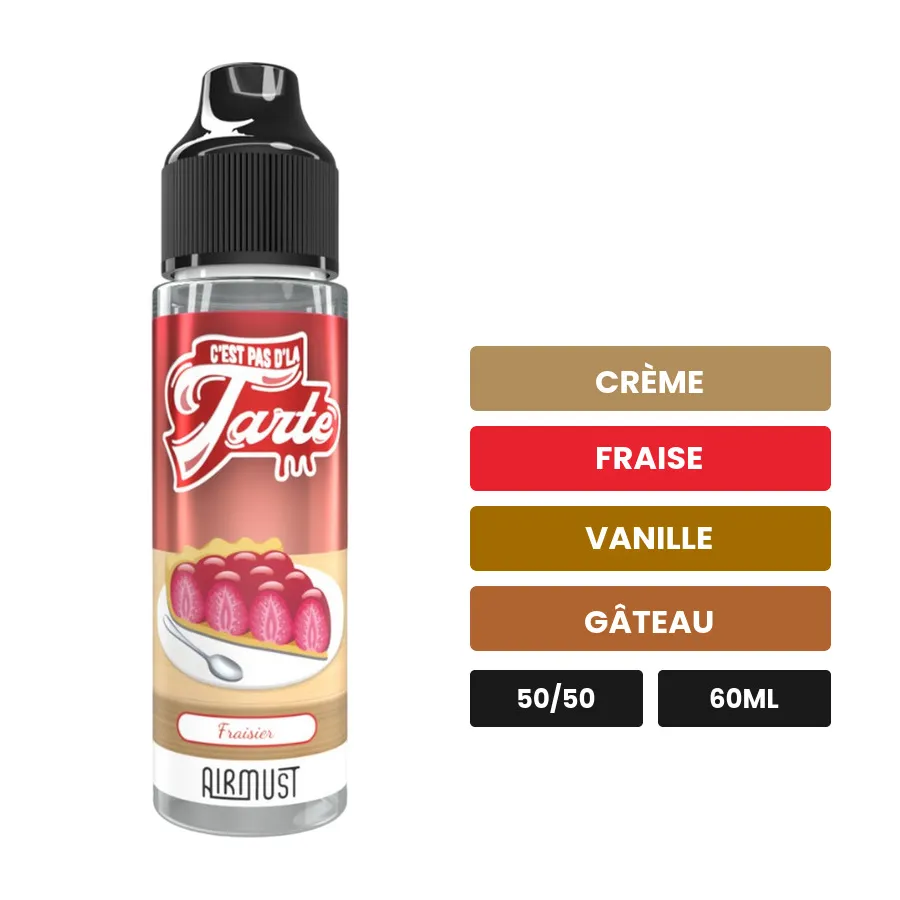 E-liquide Fraisier d'Airmust, 60 ml, saveurs crème, fraise, vanille et 1 autre.
