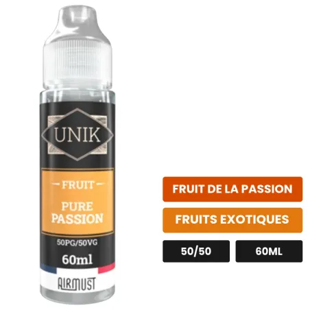 E-liquide Pure Passion d'Airmust, 60 ml, saveurs fruit de la passion et fruits exotiques.