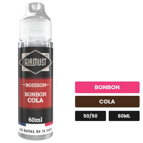E-liquide Bonbon Cola d'Airmust, 60 ml, saveurs bonbon et cola.