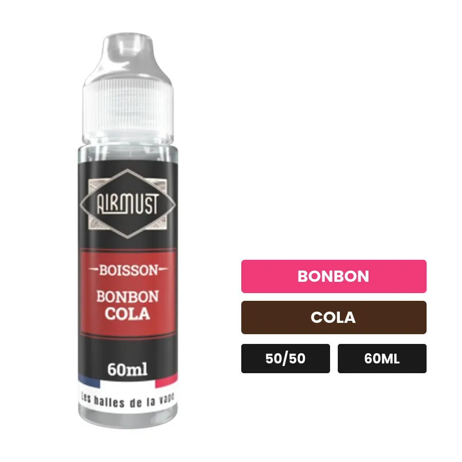 E-liquide Bonbon Cola d'Airmust, 60 ml, saveurs bonbon et cola.