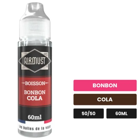 E-liquide Bonbon Cola d'Airmust, 60 ml, saveurs bonbon et cola.