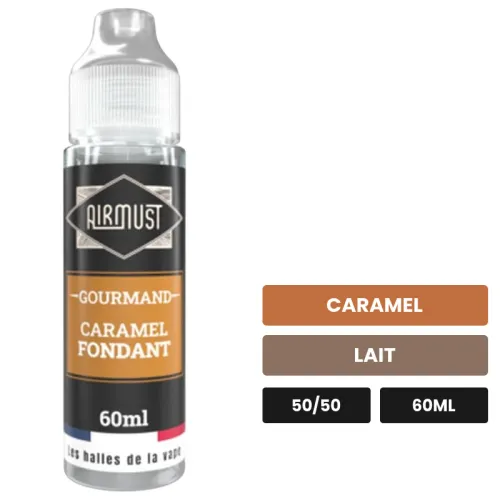 E-liquide Caramel Fondant d'Airmust, 60 ml, saveurs caramel et lait.