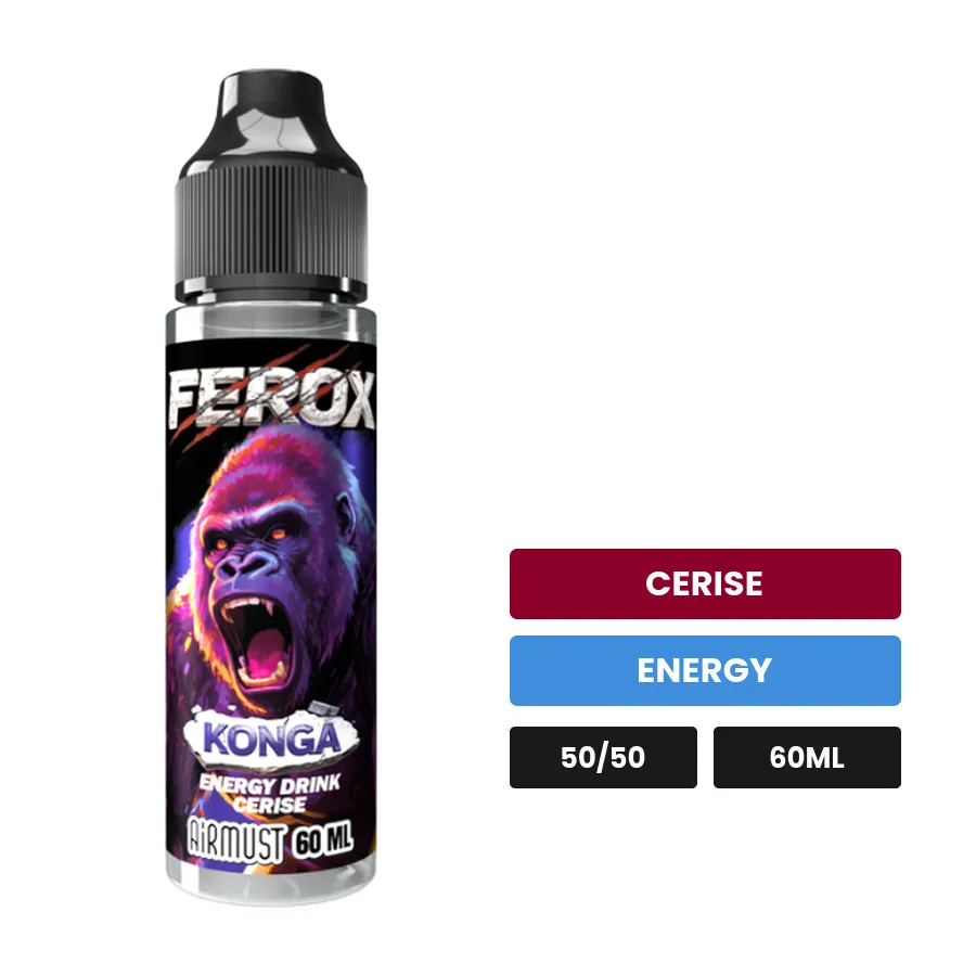 E-liquide Konga d'Airmust, 60 ml, saveurs cerise et energy.