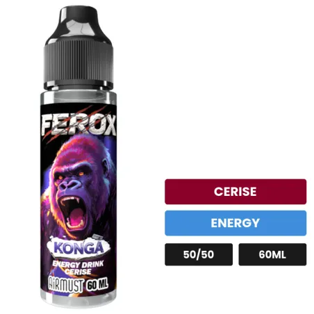E-liquide Konga d'Airmust, 60 ml, saveurs cerise et energy.