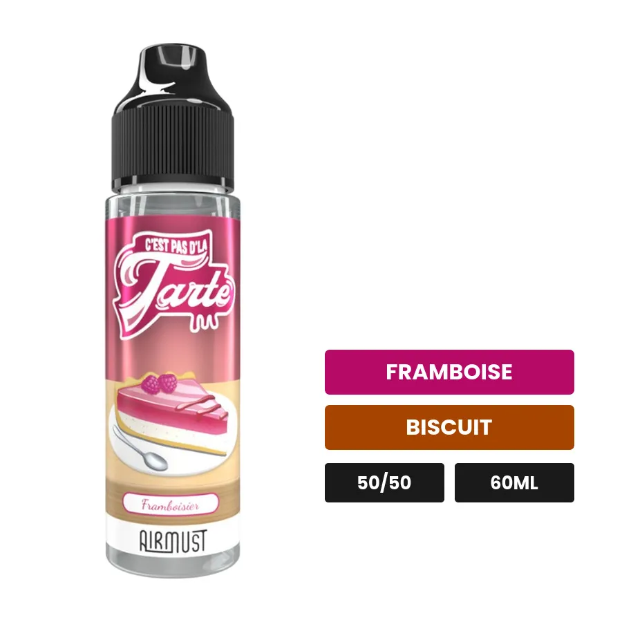 E-liquide Framboisier d'Airmust, 60 ml, saveurs framboise et biscuit.