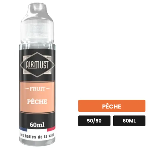E-liquide Pêche d'Airmust, 60 ml, saveur pêche.