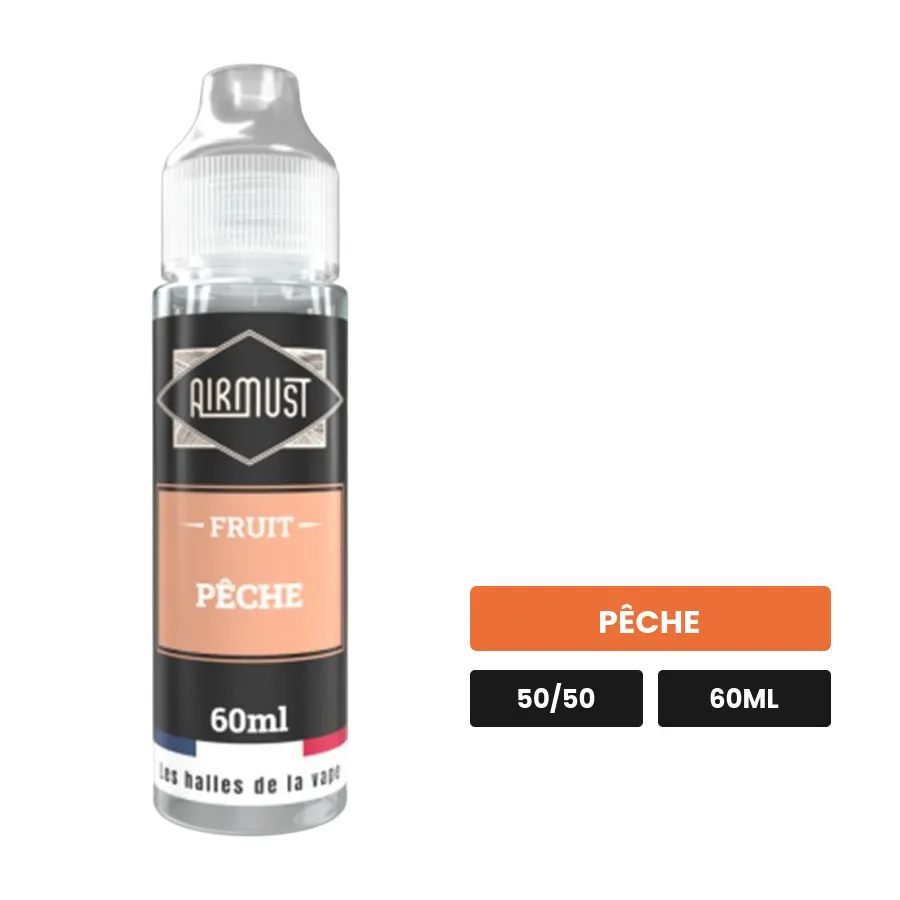 E-liquide Pêche d'Airmust, 60 ml, saveur pêche.