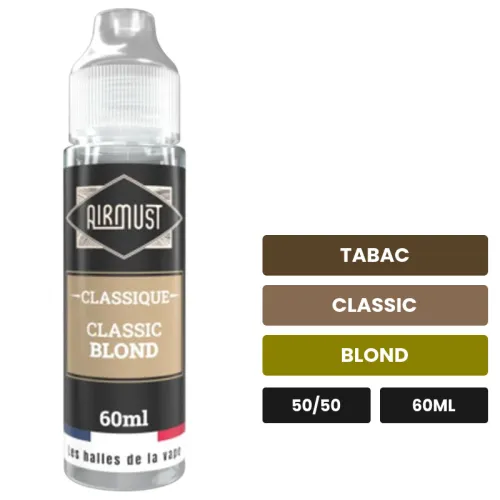 E-liquide Classic Blond d'Airmust, 60 ml, saveurs tabac, classic et blond.