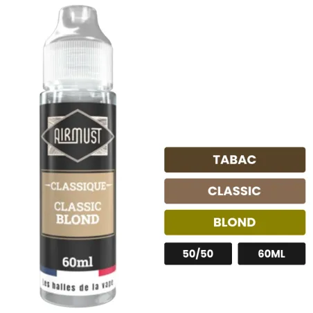 E-liquide Classic Blond d'Airmust, 60 ml, saveurs tabac, classic et blond.
