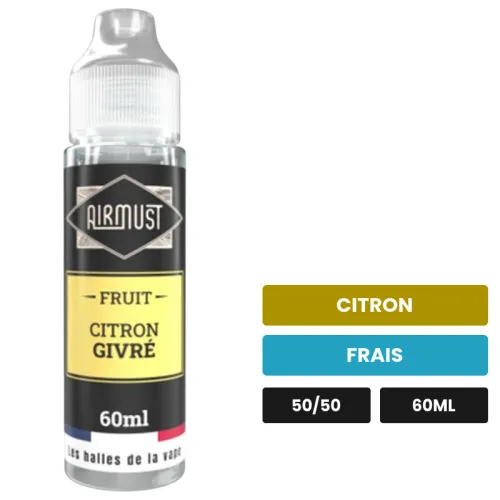 E-liquide Citron Givré d'Airmust, 60 ml, saveurs citron et frais.