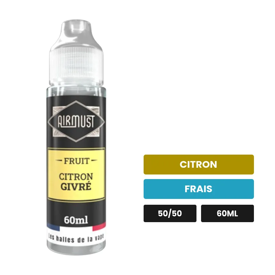 E-liquide Citron Givré d'Airmust, 60 ml, saveurs citron et frais.