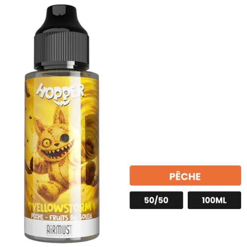 E-liquide Yellowstorm d'Airmust, 100 ml, saveur pêche.