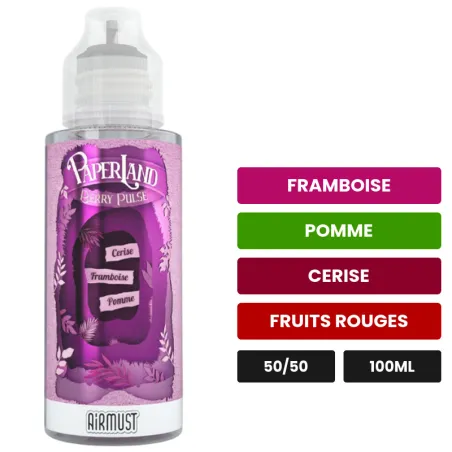 E-liquide Berry Pulse d'Airmust, 100 ml, saveurs framboise, pomme, cerise et 1 autre.