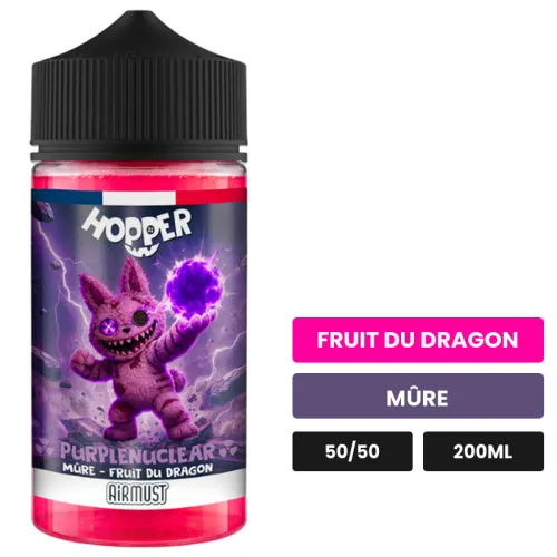 E-liquide Purplenuclear d'Airmust, 200 ml, saveurs fruit du dragon et mûre.