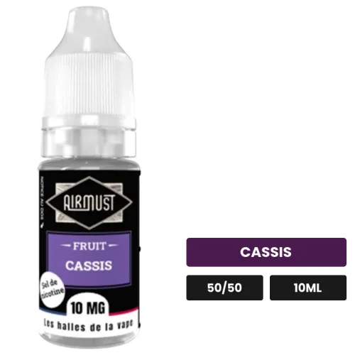 E-liquide Cassis d'Airmust, 10 ml, saveur cassis.