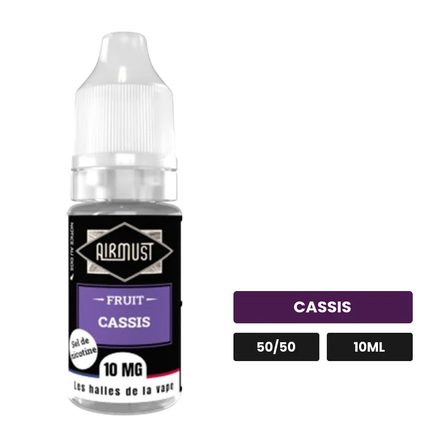 E-liquide Cassis d'Airmust, 10 ml, saveur cassis.