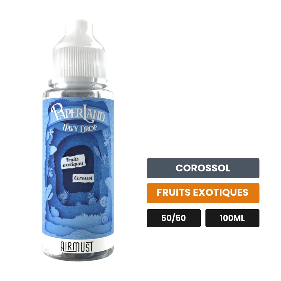 E-liquide Navy Drop d'Airmust, 100 ml, saveurs corossol et fruits exotiques.