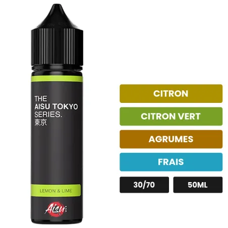 E-liquide Lemon & Lime d'Aisu, 50 ml, saveurs citron, citron vert, agrumes et 1 autre.