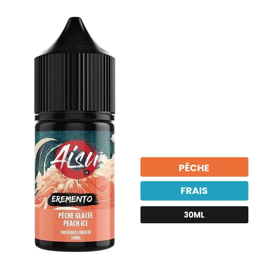 Arome concentre Pêche Glacée d'Aisu, 30 ml, saveurs pêche et frais, sans nicotine — arôme à diluer de nicotine.