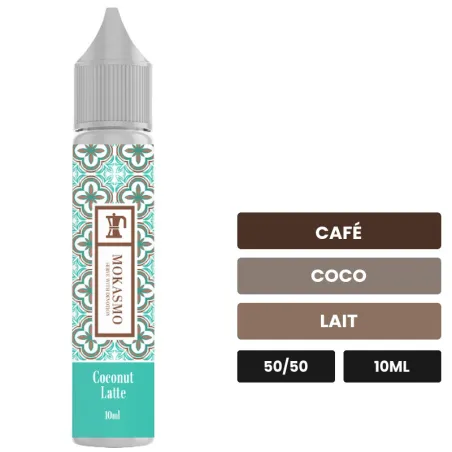 E-liquide Latte Noix de Coco d'Aisu, 10 ml, saveurs café, coco et lait, 10 mg de nicotine.