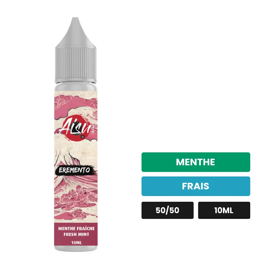 E-liquide Menthe Fraîche d'Aisu, 10 ml, saveurs menthe et frais.