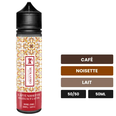 E-liquide Latte Noisette d'Aisu, 50 ml, saveurs café, noisette et lait.