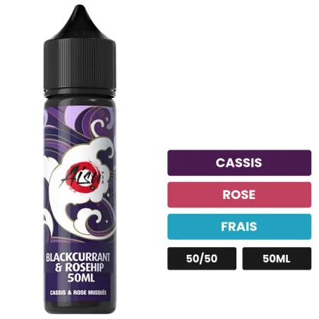 E-liquide Blackcurrant & Rosehip d'Aisu, 50 ml, saveurs cassis, rose et frais, sans nicotine — prêt à booster de nicotine.